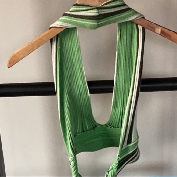 Striped Green Halter Open Back Top - Picture 7 of 7